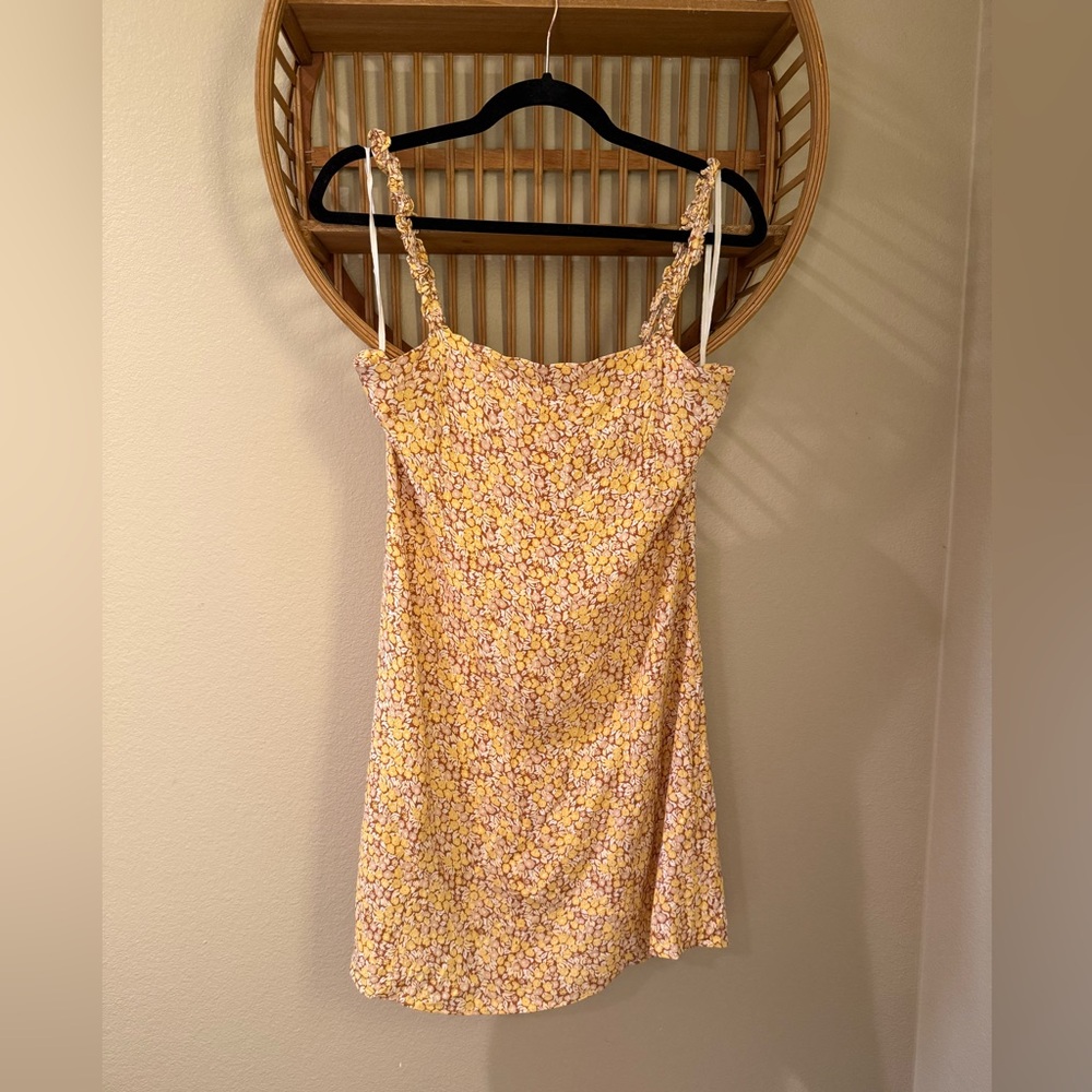 & Other Stories Yellow and Brown Floral Sleeveless Dress